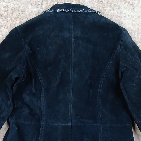Wilsons Leather Vintage Blue Long Boho Suede Leather Coat Womdns Medium - Picture 11 of 13